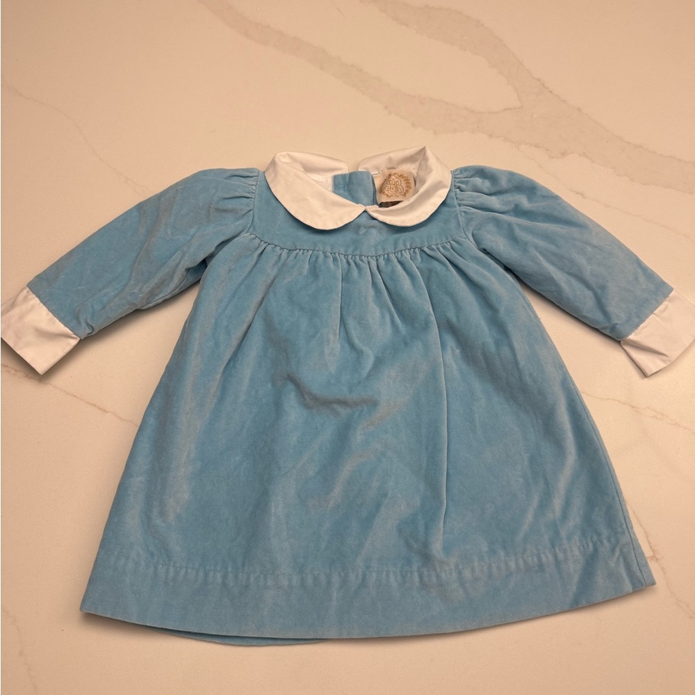 The Beaufort Bonnet Company Blue Dress with White Trim 2T